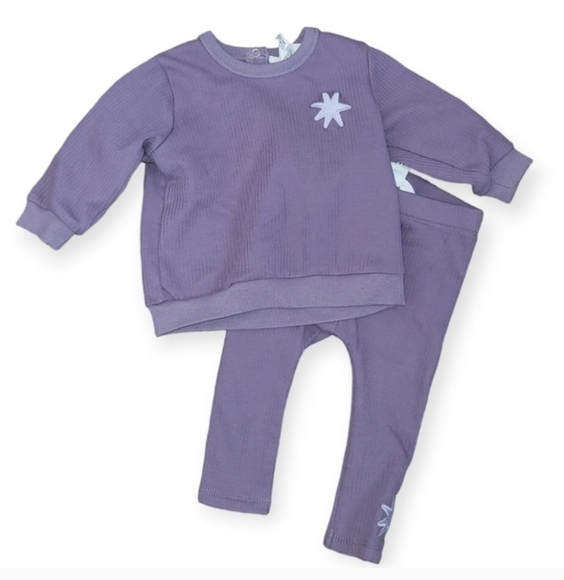 Cotton On Baby Girl Purple Star Ribbed Outfit Size 3-6 Months - Picture 1 of 4